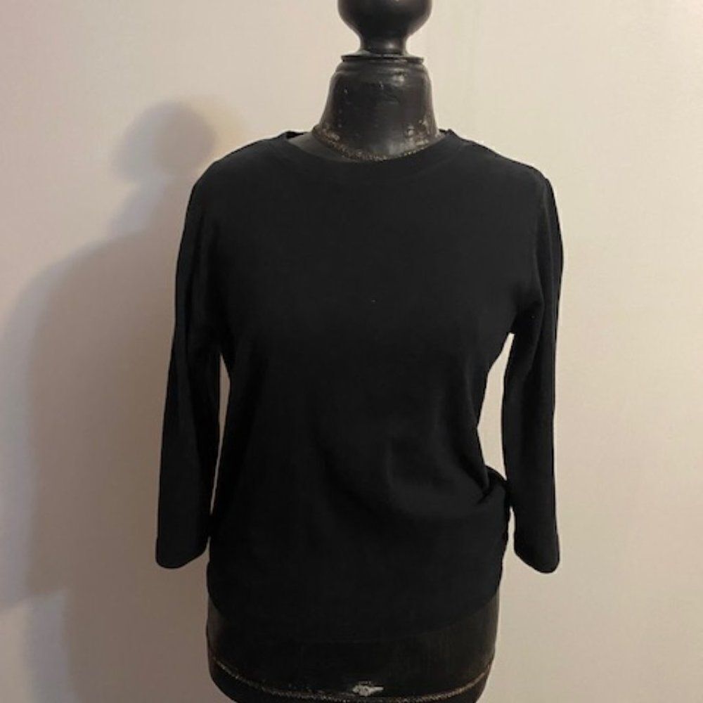 Kim Rogers Black crew neck 3/4 sleeves sweater, size